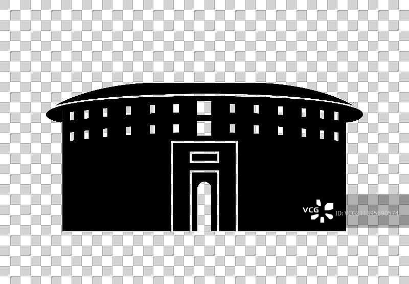 单个建筑剪影外轮廓插画图片素材