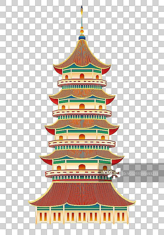 宝塔塔楼城市地标建筑插画元素图片素材