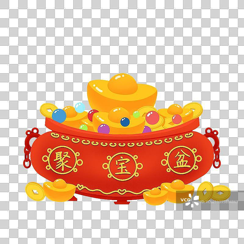 聚宝盆，元宝，金币，财富图片素材