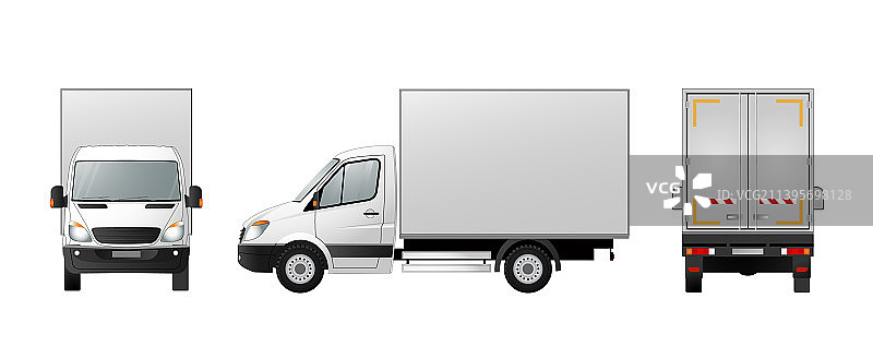 白色小型货车侧视图片素材