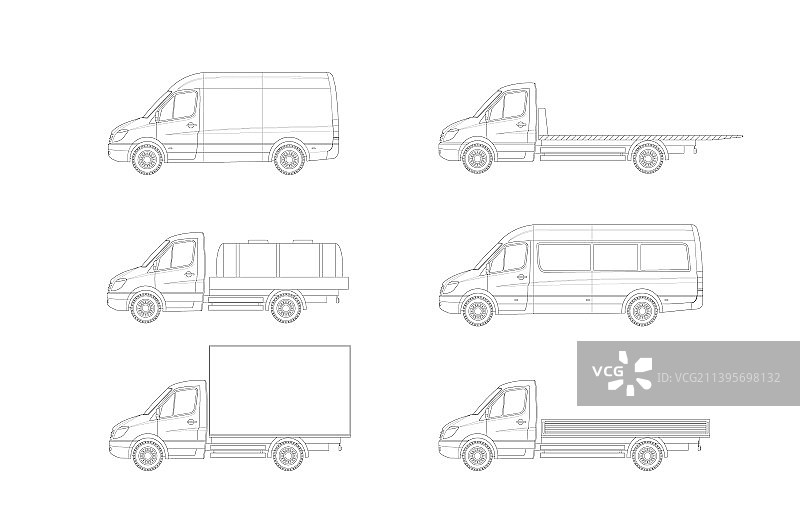 现代轻型汽车素描图片素材