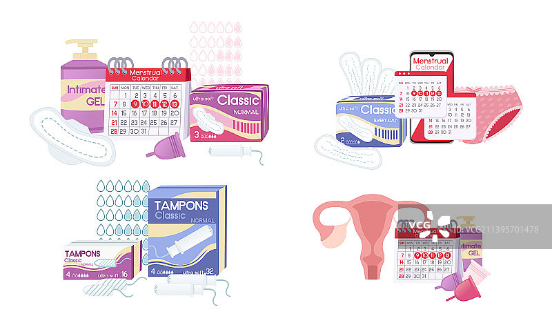 带卫生巾的月经日历图片素材