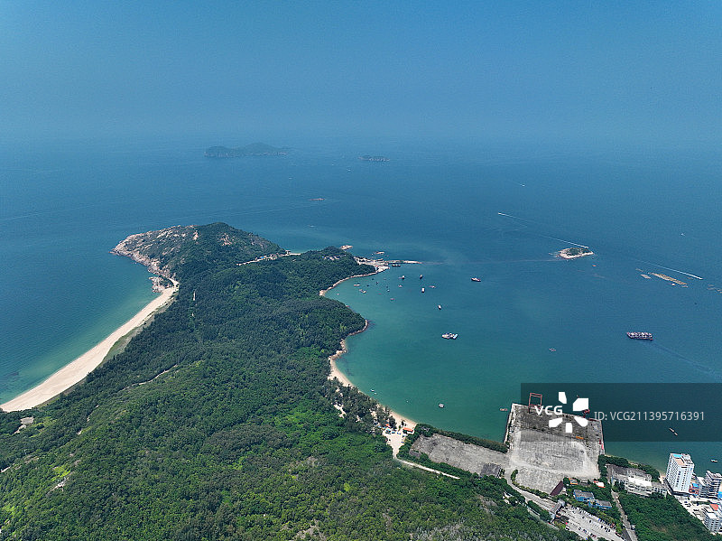 广东省惠州市惠东县港口镇大星山双月湾航拍图片素材