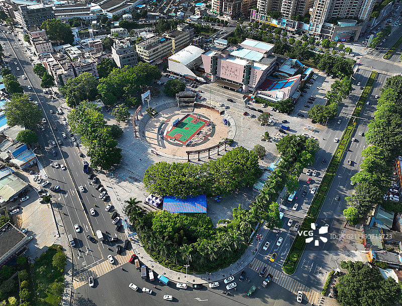 广东省东莞市清溪镇文化广场影剧院航拍图片素材