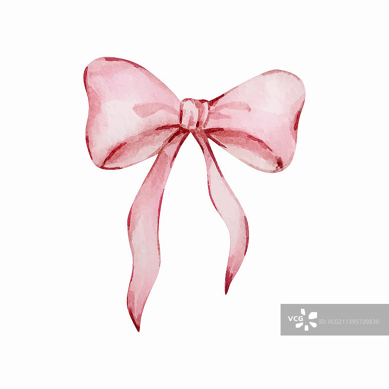 水彩粉色丝带蝴蝶结图片素材