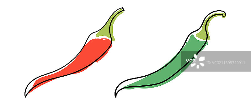 一组辣椒蔬菜，辛辣红色图片素材