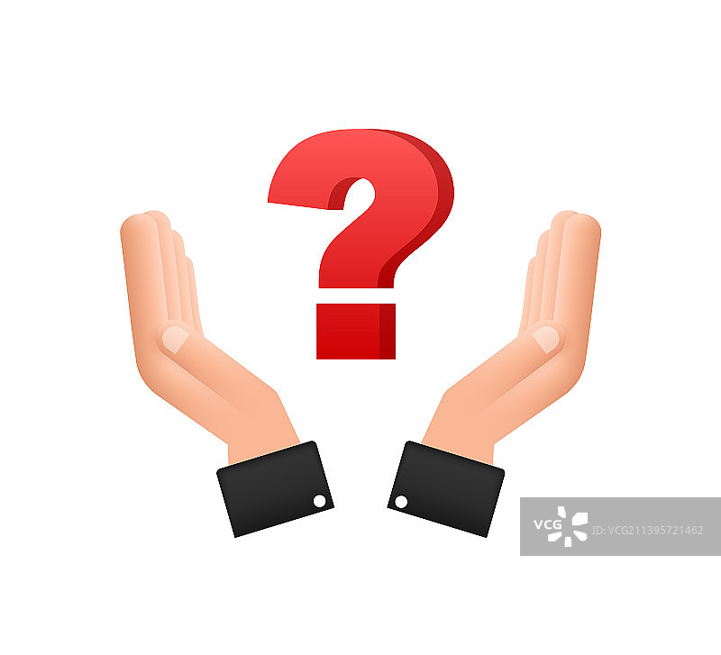 手中的3D问号概念设计图片素材
