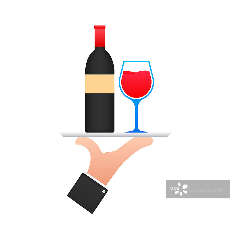 红色背景上的扁平风格侍酒师图片素材