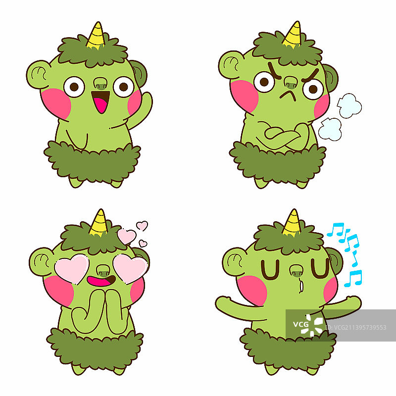 可爱食人魔涂鸦贴纸地精巨魔兽人图片素材