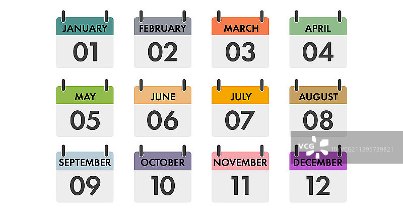 十二个月份日历图标图片素材