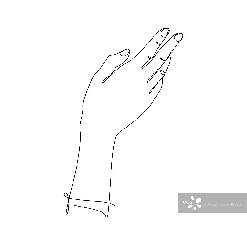 手绘唯美手势单笔画图片素材