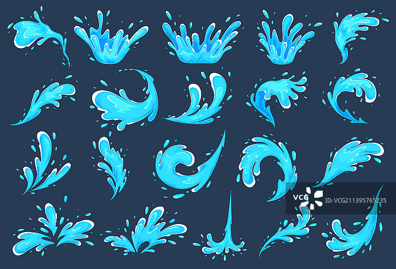 蓝色水花和波浪合集图片素材