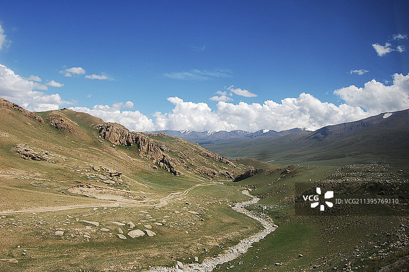 中国新疆西藏旅游风景图 新藏线自行车旅行 雪山冰川 马路 蜿蜒的河流 黄土沙漠图片素材