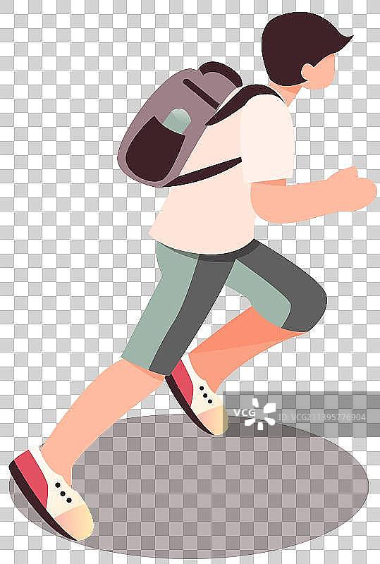 扁平化奔跑的背书包男孩免抠元素图片素材