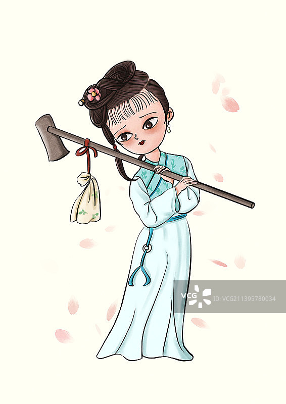 红楼梦林黛玉古风女性插画图片素材