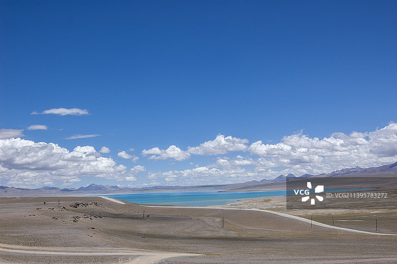 中国新疆西藏旅游风景图 219国道自行车旅行 日土龙木措神湖 蓝色湖泊图片素材
