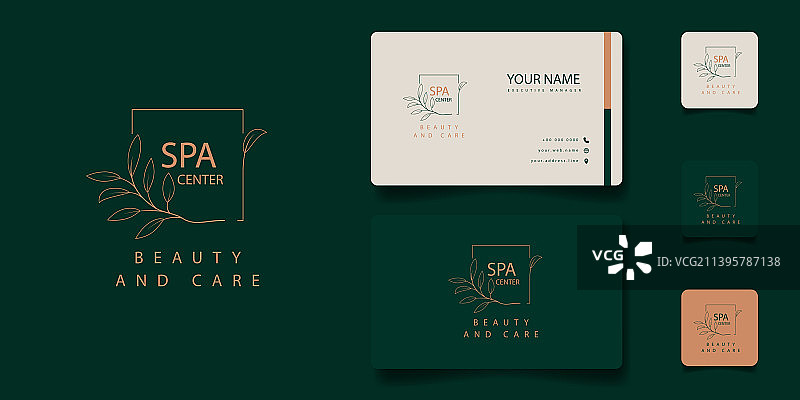 带有美容和水疗标志的名片模板图片素材