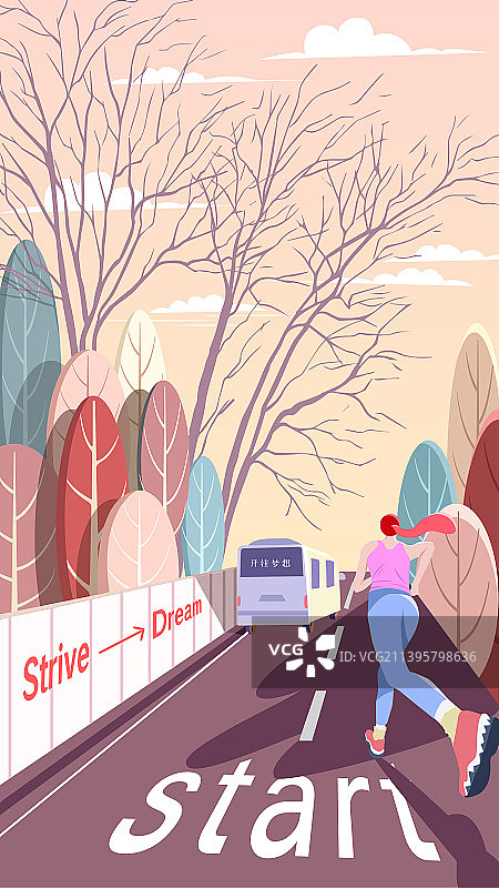 奔跑的女孩图片素材