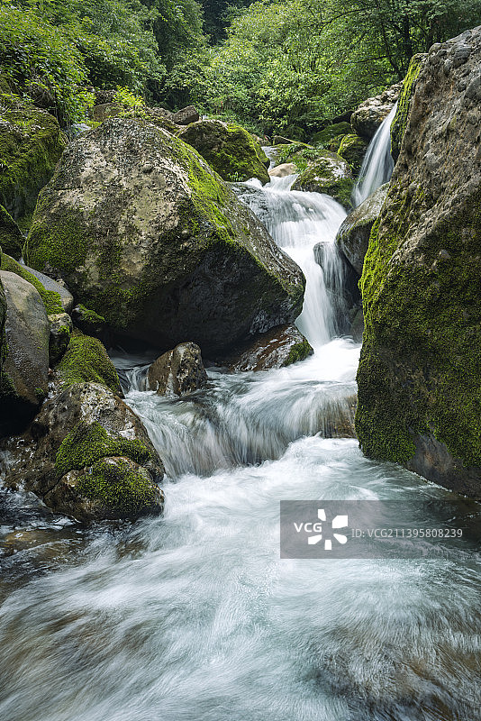 青城后山五龙沟瀑布图片素材