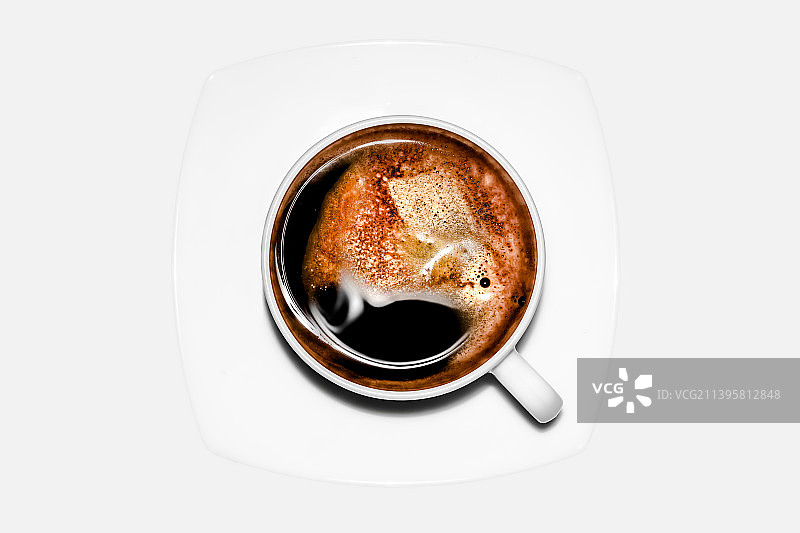 白色背景上的咖啡杯俯视图，伊朗西阿塞拜疆省乌尔米耶图片素材