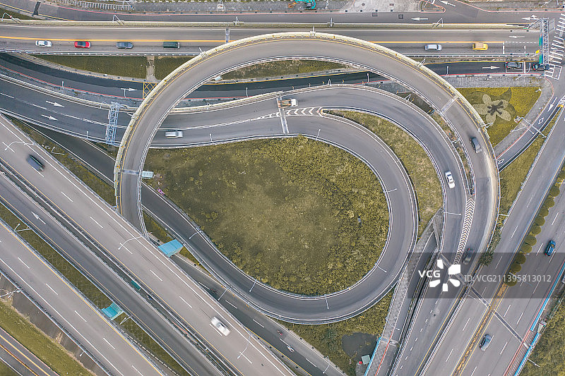 交通环岛鸟瞰图，交通概念图图片素材