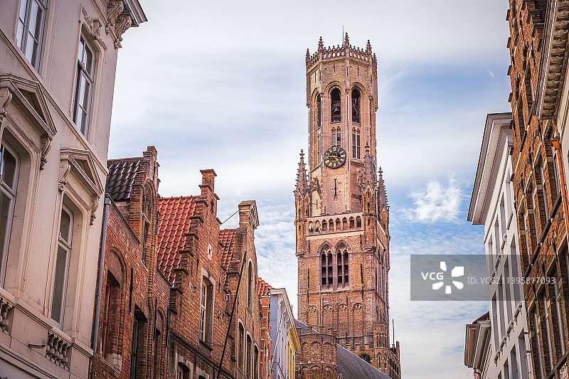比利时布鲁日钟楼与弗拉芒建筑图片素材
