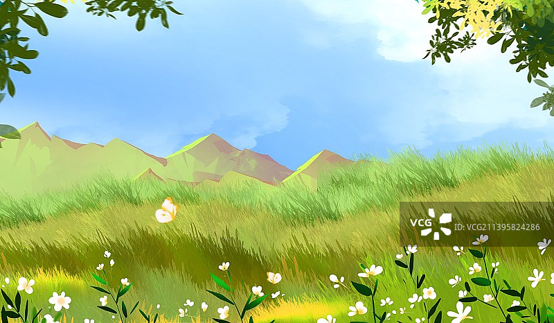 旅游目的地自然风光户外公园露营设计背景天空背景插画图片素材