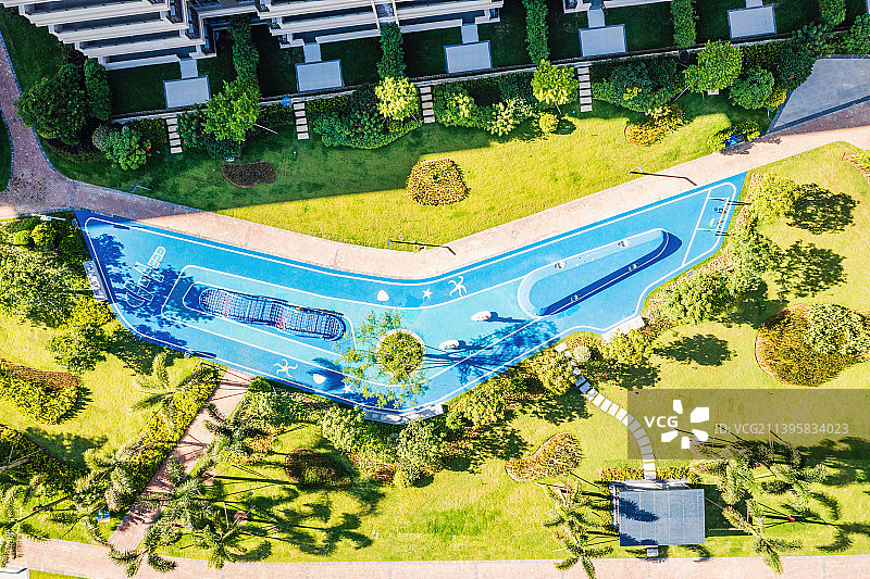 居住区住宅楼社区园林景观 休闲运动区正上方视角图片素材