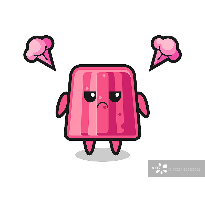 可爱的果冻卡通，烦恼的表情图片素材