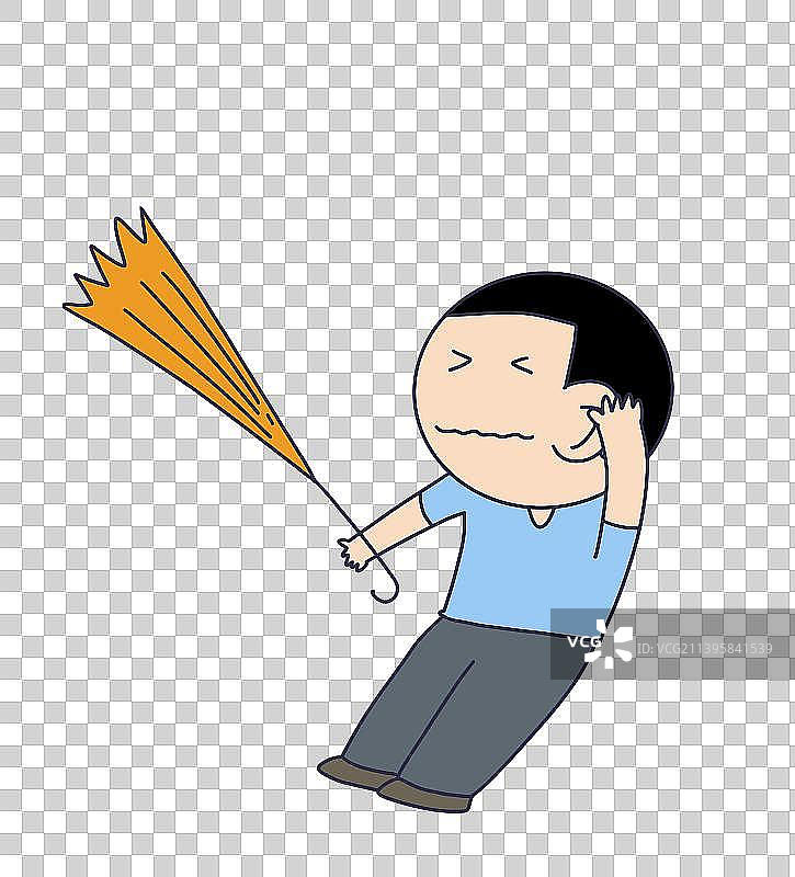 元素：大风天气的人物图片素材