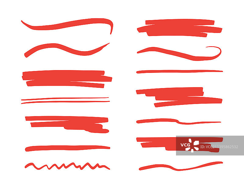 红色笔触下划线标记笔高光图片素材