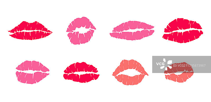 红色唇印手绘图片素材