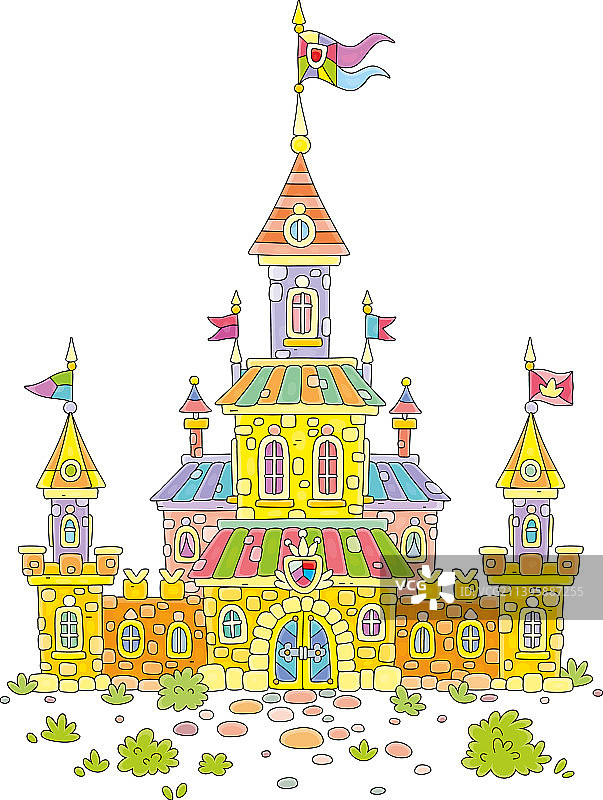 带有塔楼和旗帜的城堡图片素材