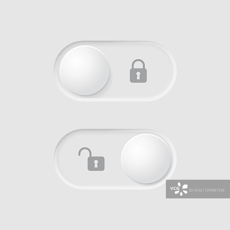 带有锁定和解锁模式的新拟态按钮图片素材