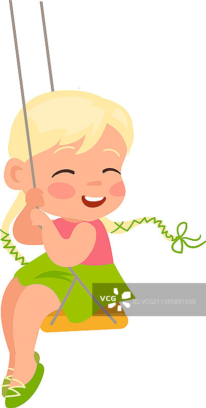 绳索秋千上的快乐女孩图片素材