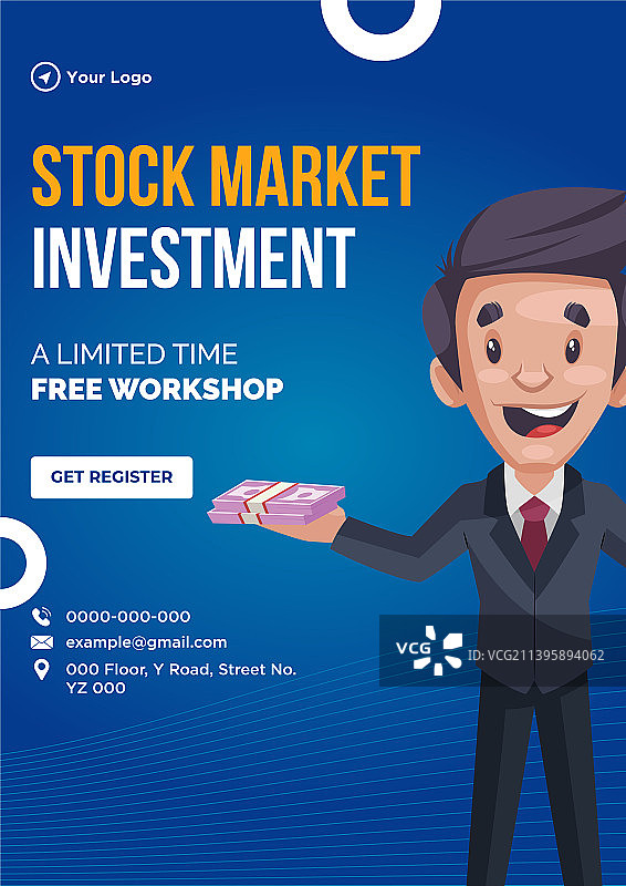 股市投资宣传单设计图片素材