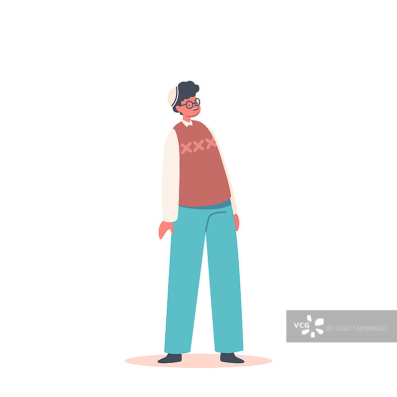 戴眼镜的卷发快乐男孩图片素材