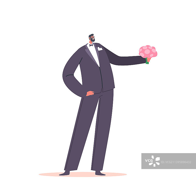 穿着蓝色西装和裤子的阿拉伯新郎角色图片素材