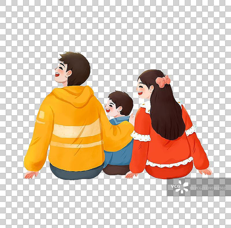 中秋节插画元素一家人图片素材
