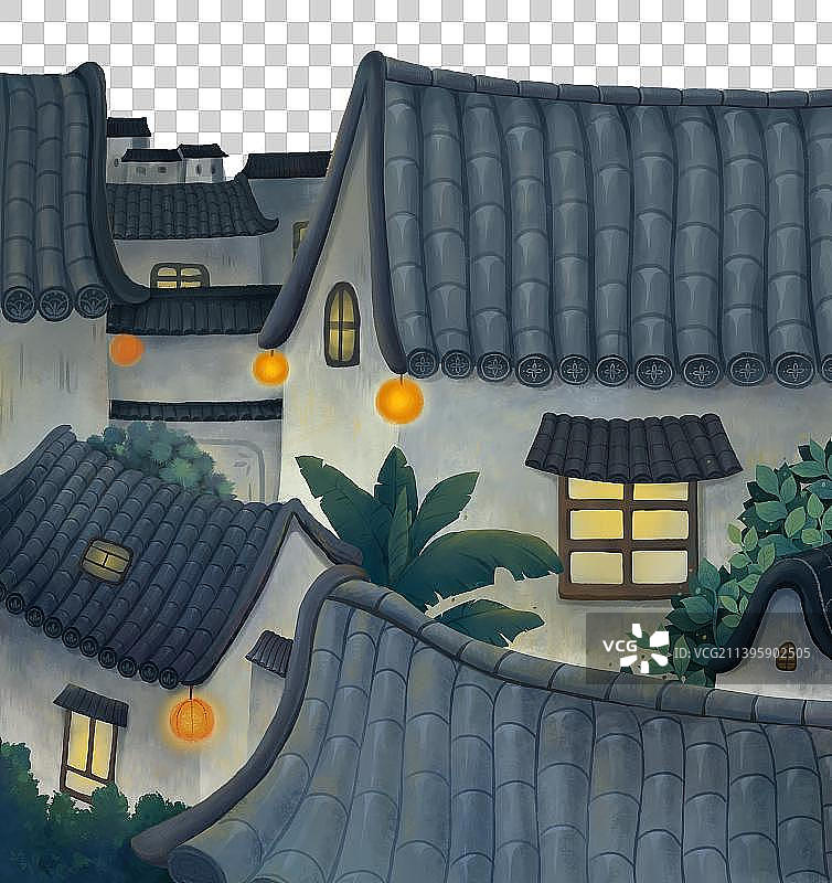 乡村房子插画元素图片素材