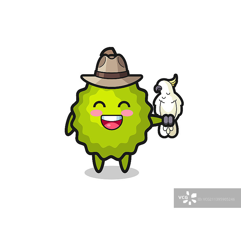 鹦鹉和榴莲饲养员吉祥物图片素材
