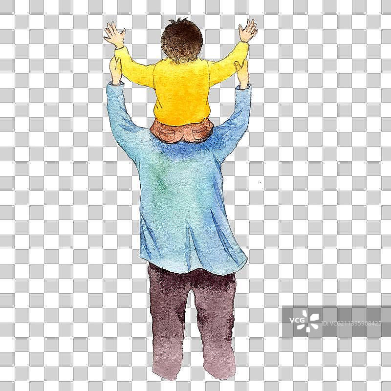 父亲节儿童节父女插画元素图片素材