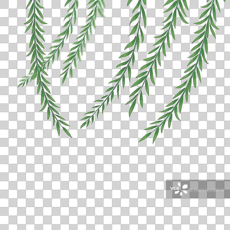 柳树燕子国风插画元素图片素材