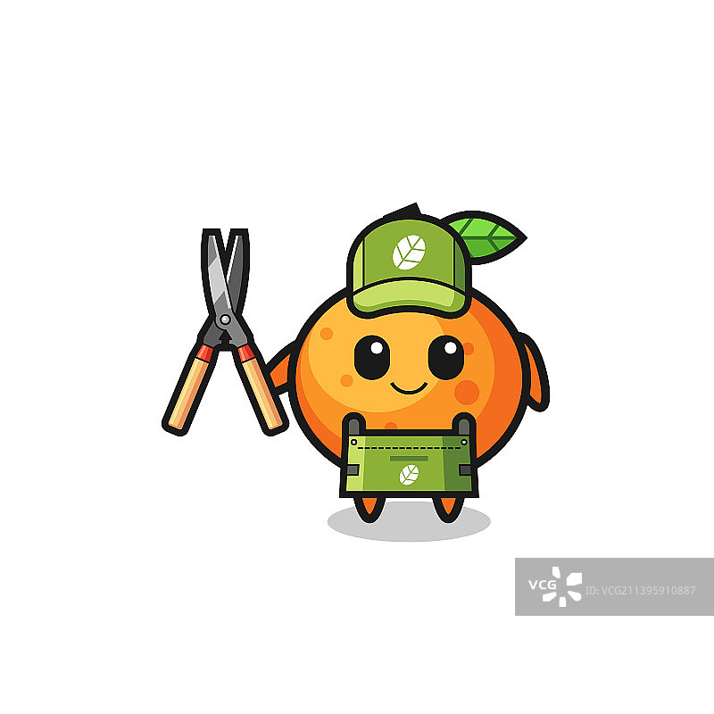 可爱柑橘园丁吉祥物图片素材