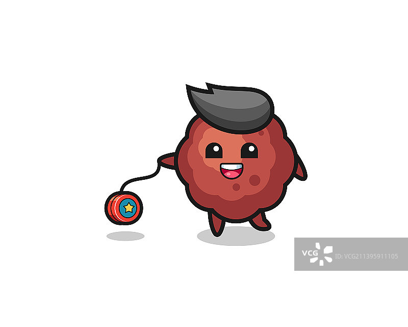 玩悠悠球的可爱肉丸卡通图片素材