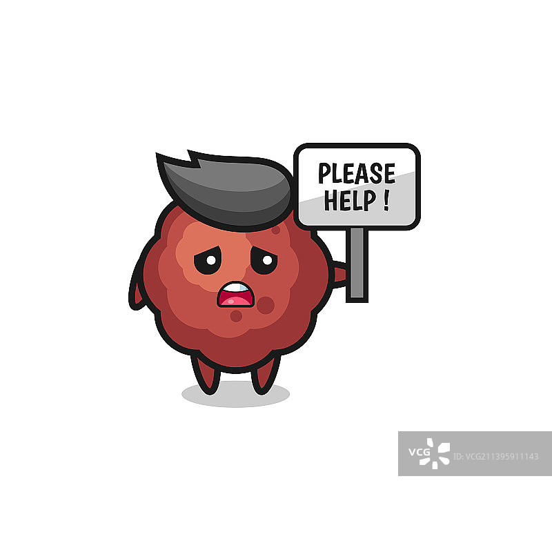 拿着求助banner的可爱肉丸图片素材