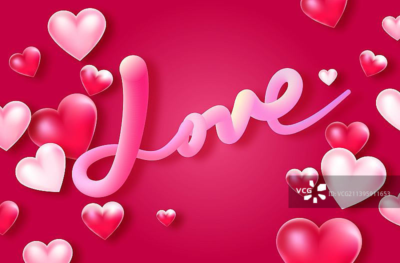 七夕520情人节爱心艺术字体插画设计图片素材