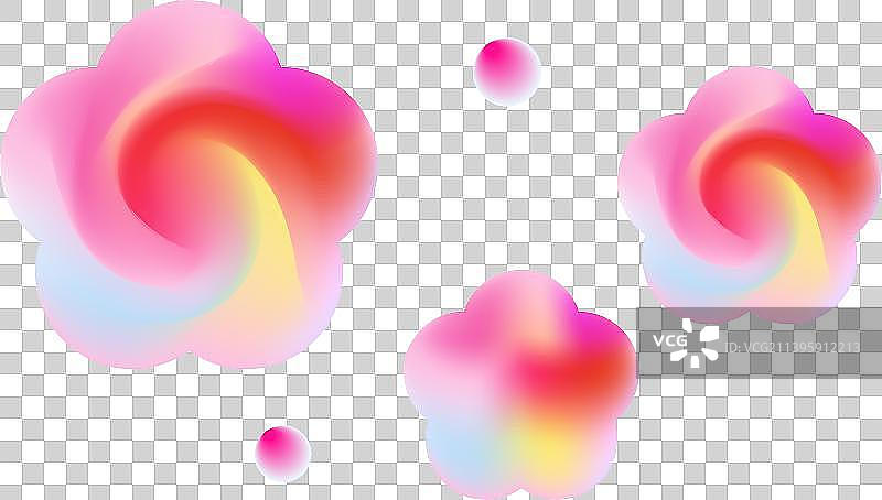 彩色渐变樱花花卉插画元素图片素材