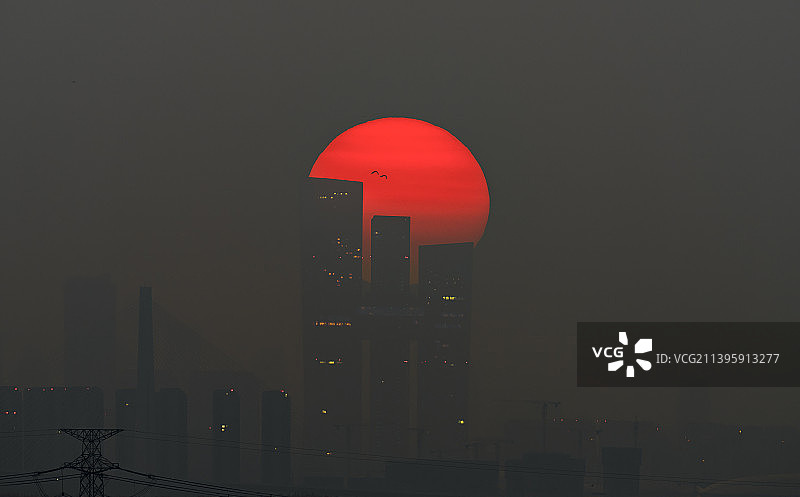 河西金鹰世界悬日日出图片素材