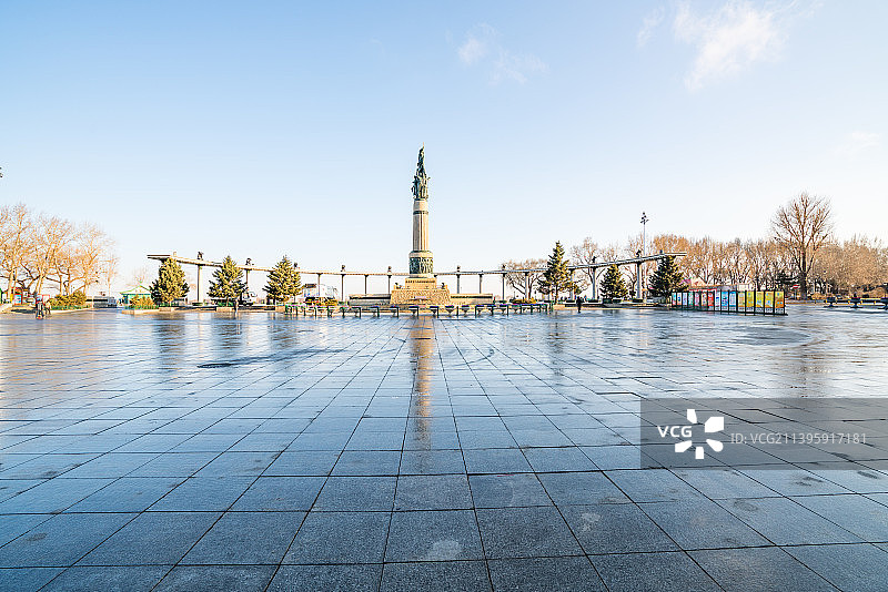 哈尔滨抗洪纪念碑特写图片素材